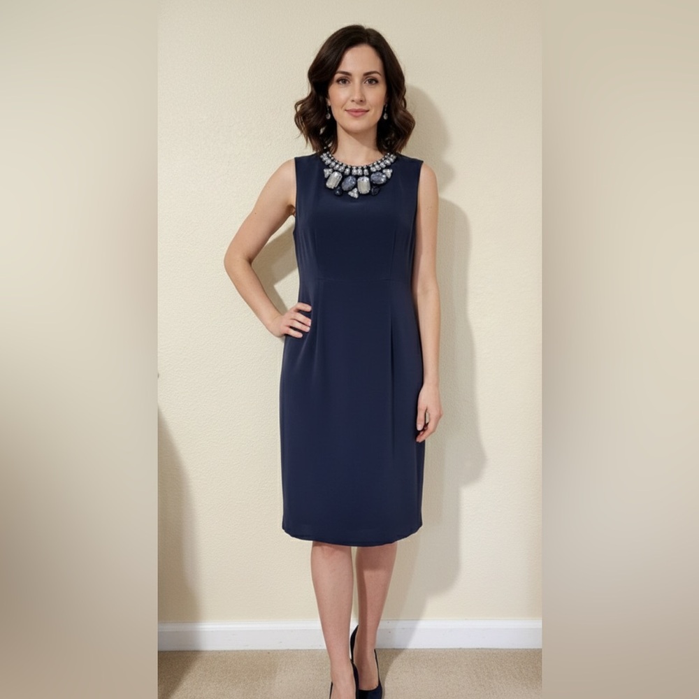Zara 100% Silk Cocktail Sheath Dress Dark Grey Embellished Neck Sleeveless XS
